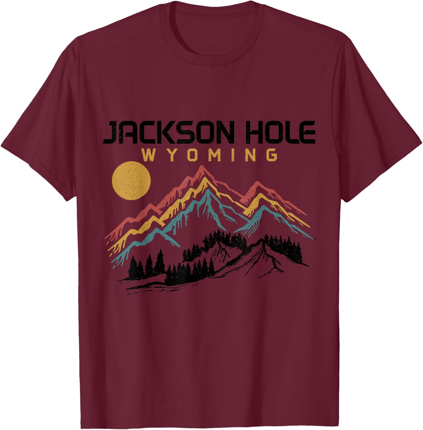 Jackson Hole Wyoming Ski Snowboard Winter Vintage Mountains T-Shirt - T-Shirt | Maroon