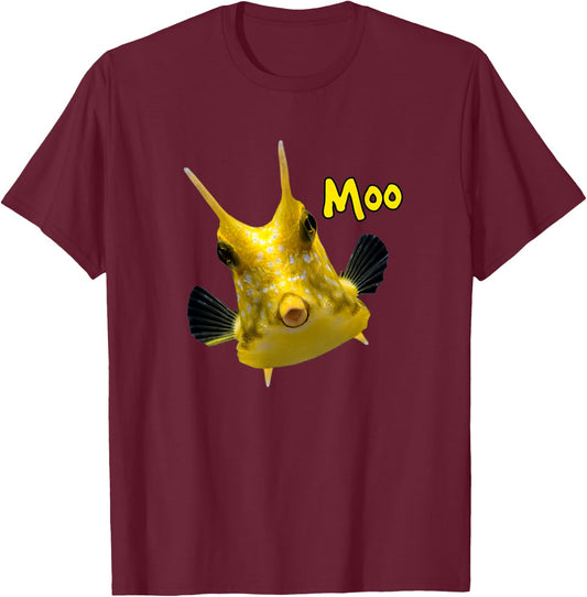 Cowfish Saltwater Aquarium Ocean Reef Fish Cowfish Lovers T-Shirt - T-Shirt | Maroon
