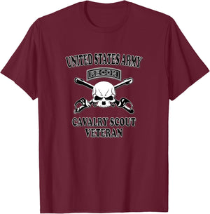 Cavalry Scout- Veteran (Back Design) T-Shirt - T-Shirt | Maroon