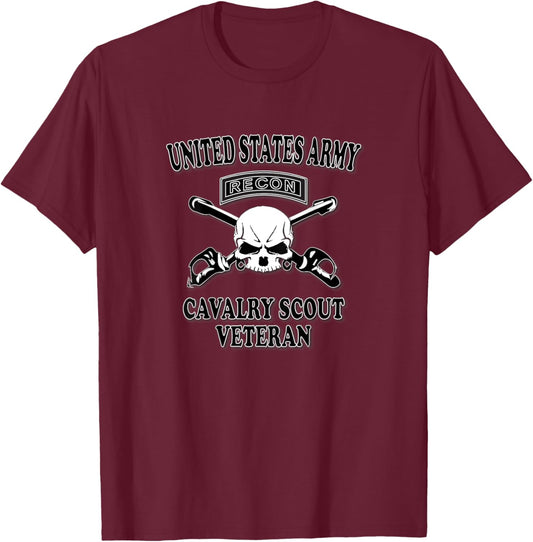 Cavalry Scout- Veteran (Back Design) T-Shirt - T-Shirt | Maroon