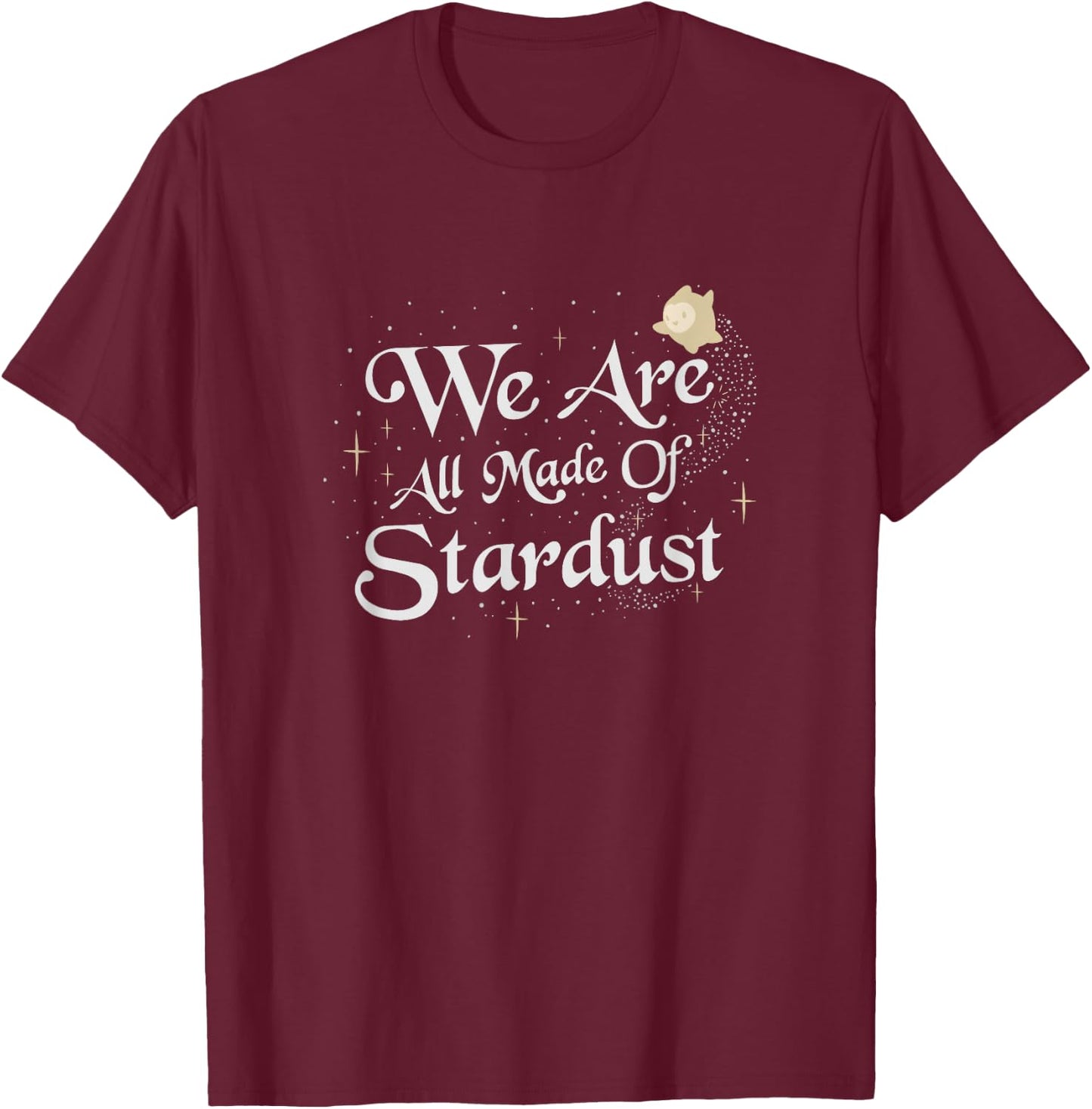 Disney Wish We are All Made of Stardust Sparkle Text Logo T-Shirt - T-Shirt | Maroon