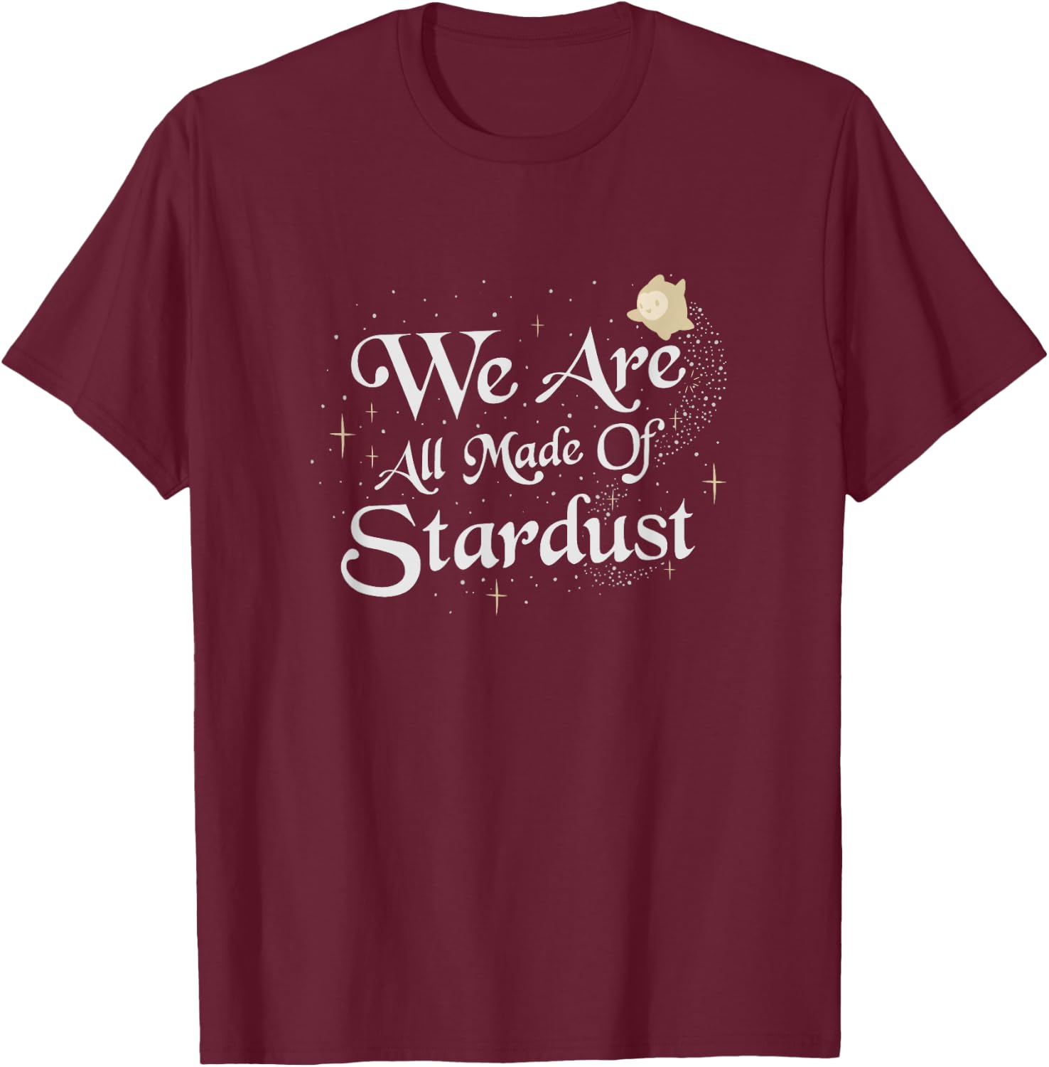 Disney Wish We are All Made of Stardust Sparkle Text Logo T-Shirt - T-Shirt | Maroon