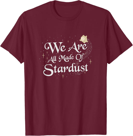 Disney Wish We are All Made of Stardust Sparkle Text Logo T-Shirt - T-Shirt | Maroon