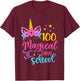 Unicorn Happy 100th Day 100 Magical Days Of School Girls Kid T-Shirt - T-Shirt | Maroon