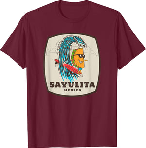 Sayulita Mexico Taco Surfer Surfing T-Shirt - T-Shirt | Maroon
