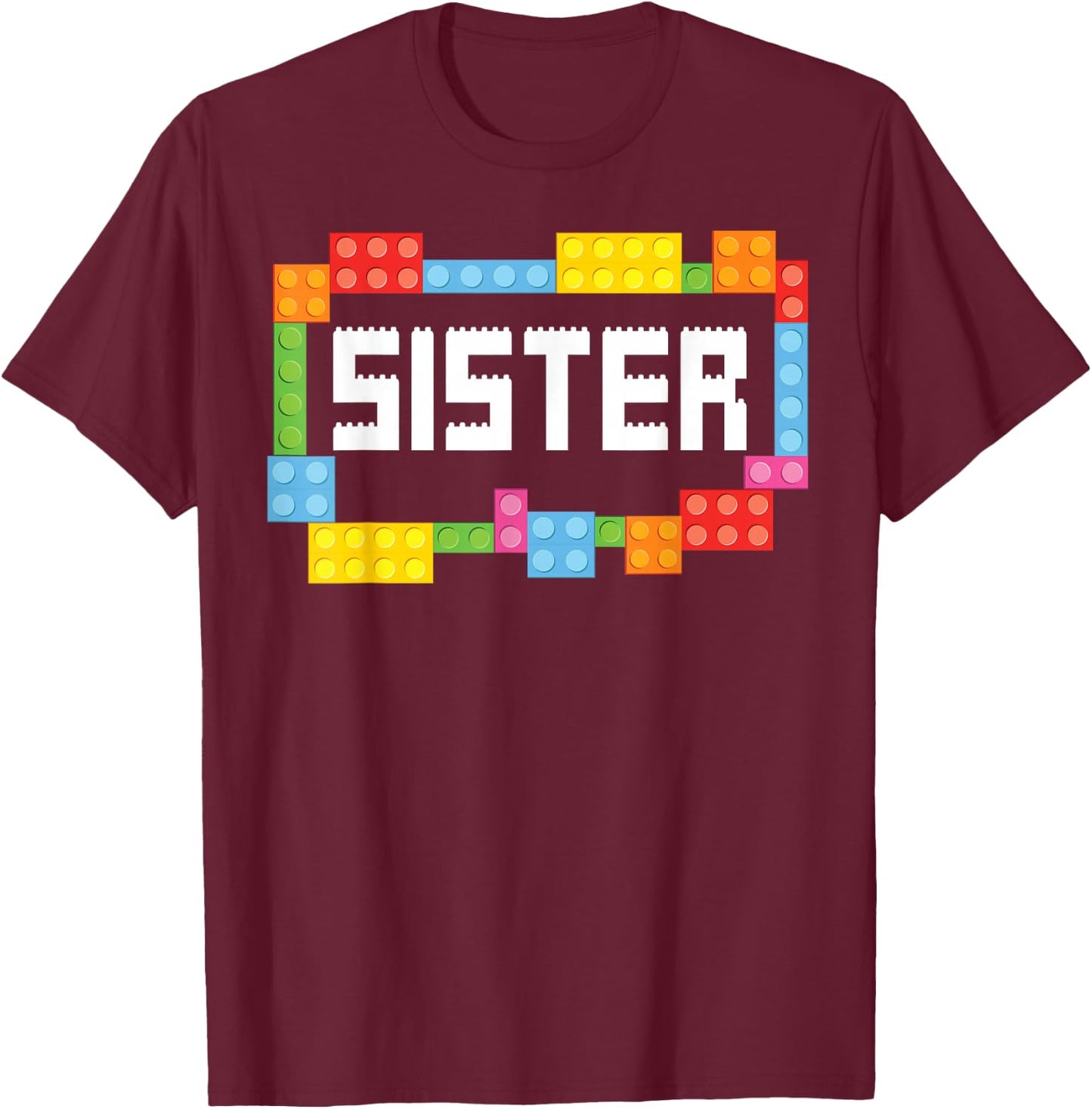 Master builder Sister Bricks Blocks Building Family Set T-Shirt - T-Shirt | Maroon