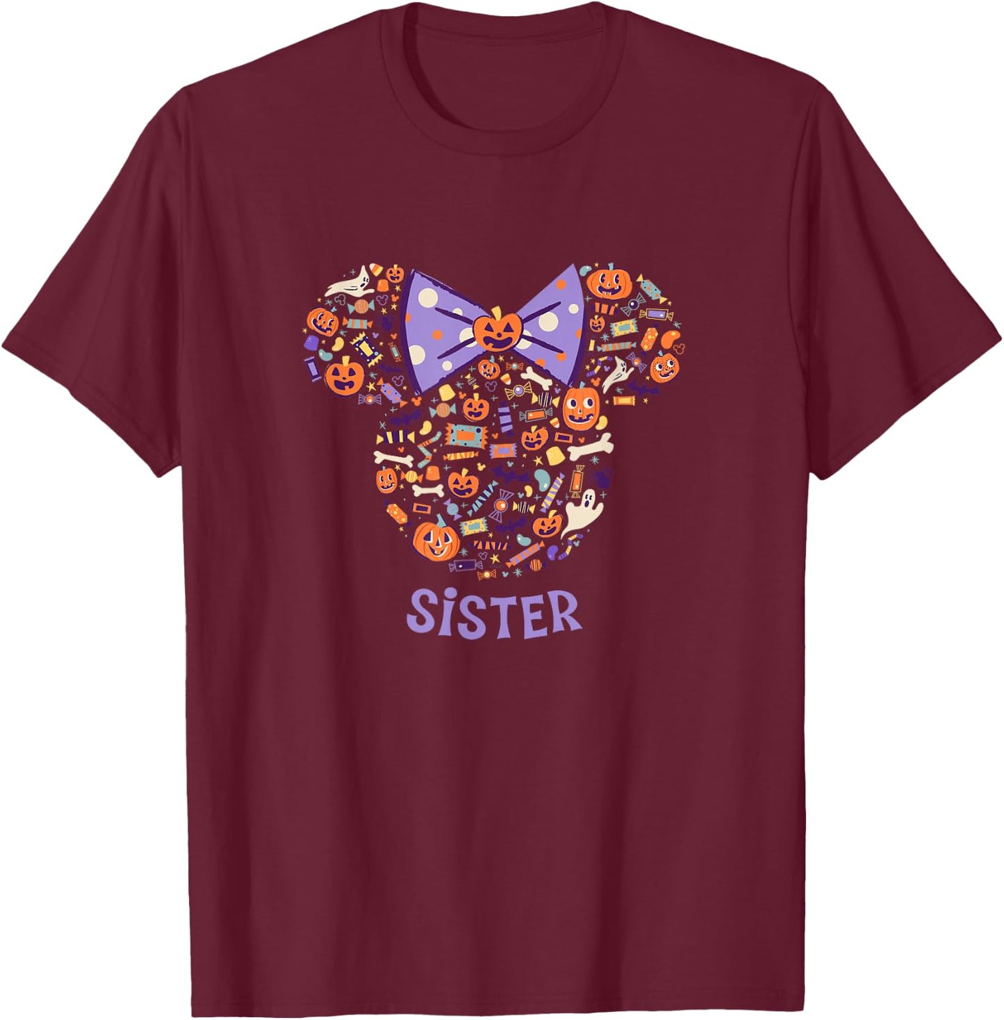 Disney Minnie Mouse Icon Halloween Sister T-Shirt - T-Shirt | Maroon