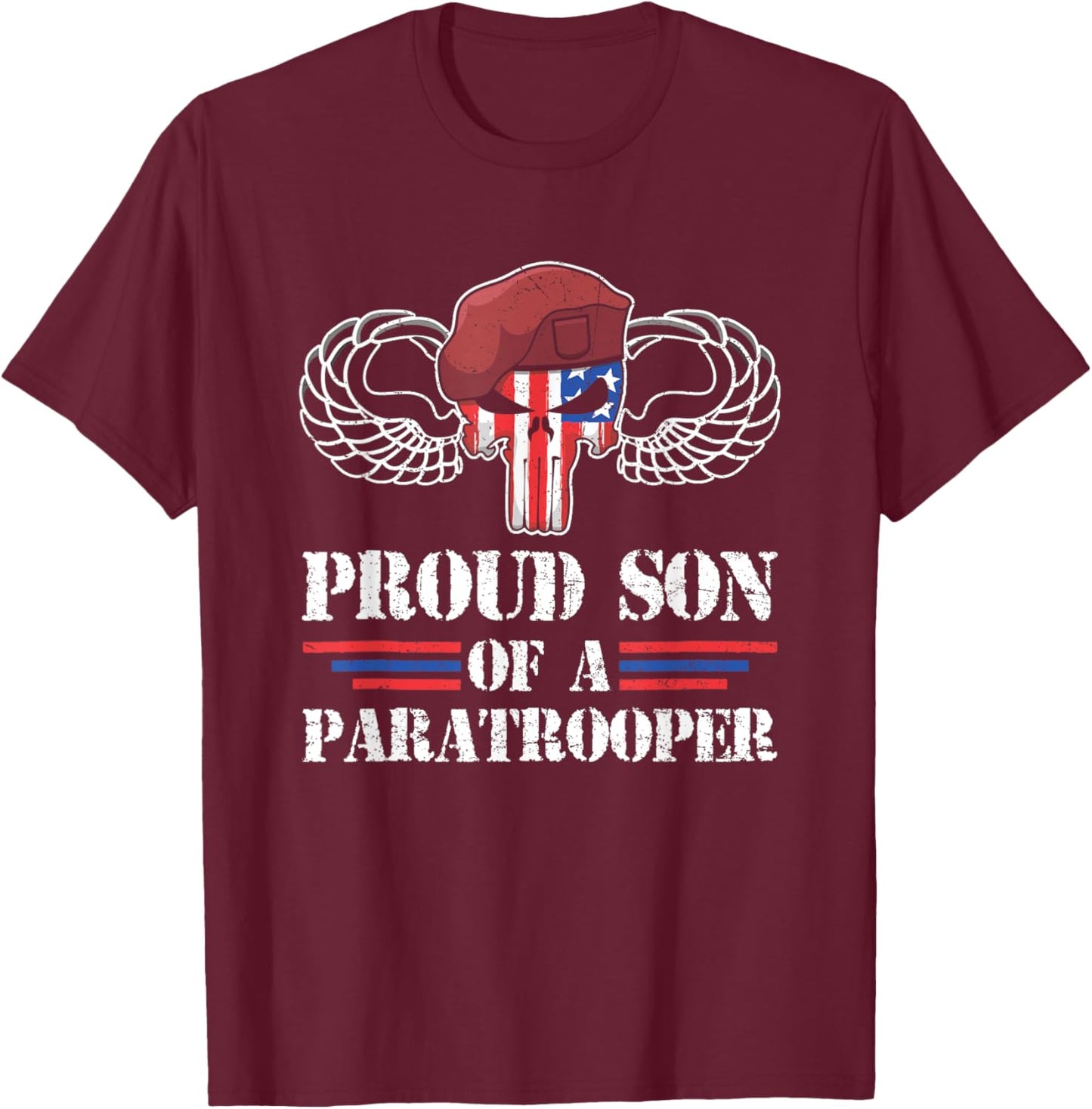 Proud Son Of A Paratrooper US Airborne Family Matching T-Shirt - T-Shirt | Maroon