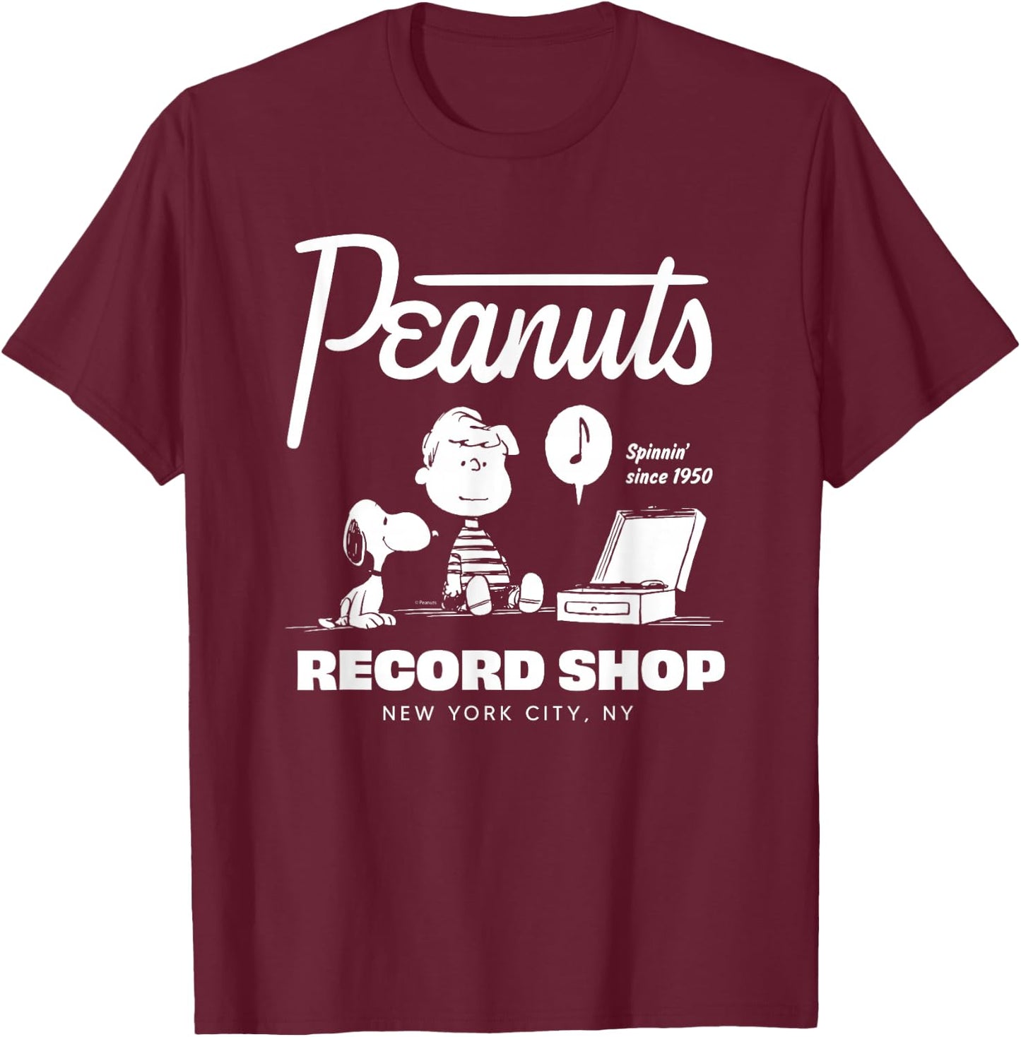 Peanuts - Peanuts Record Shop T-Shirt - T-Shirt | Maroon