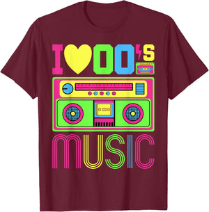 I Love 00's Music Early 2000s Hip Hop Outfit Aughts Fashion T-Shirt - T-Shirt | Maroon
