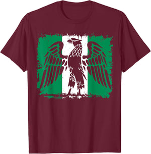 Nigeria Flag with Eagle. African Men, Women & Kids. Nigerian T-Shirt - T-Shirt | Maroon