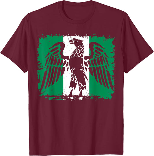 Nigeria Flag with Eagle. African Men, Women & Kids. Nigerian T-Shirt - T-Shirt | Maroon