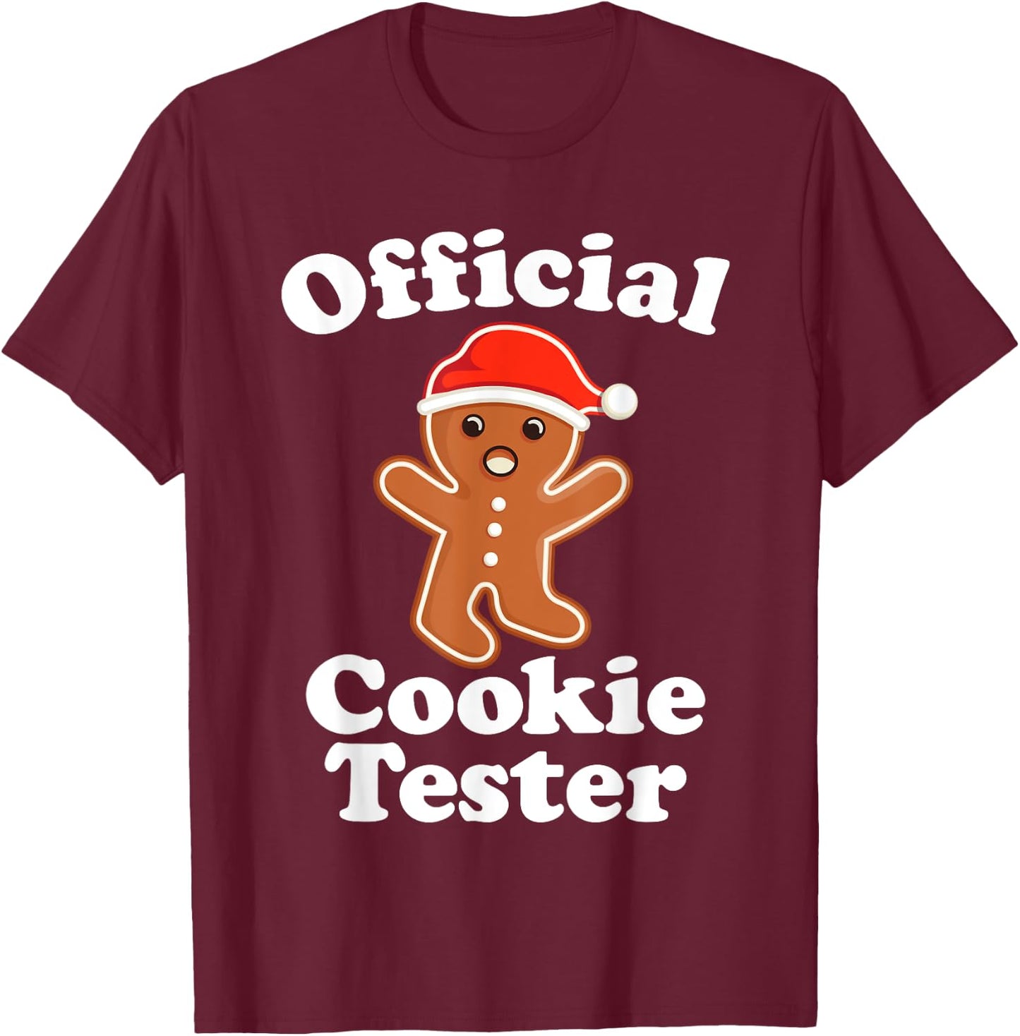 Funny Gingerbread Man Official Cookie Tester Christmas T-Shirt - T-Shirt | Maroon