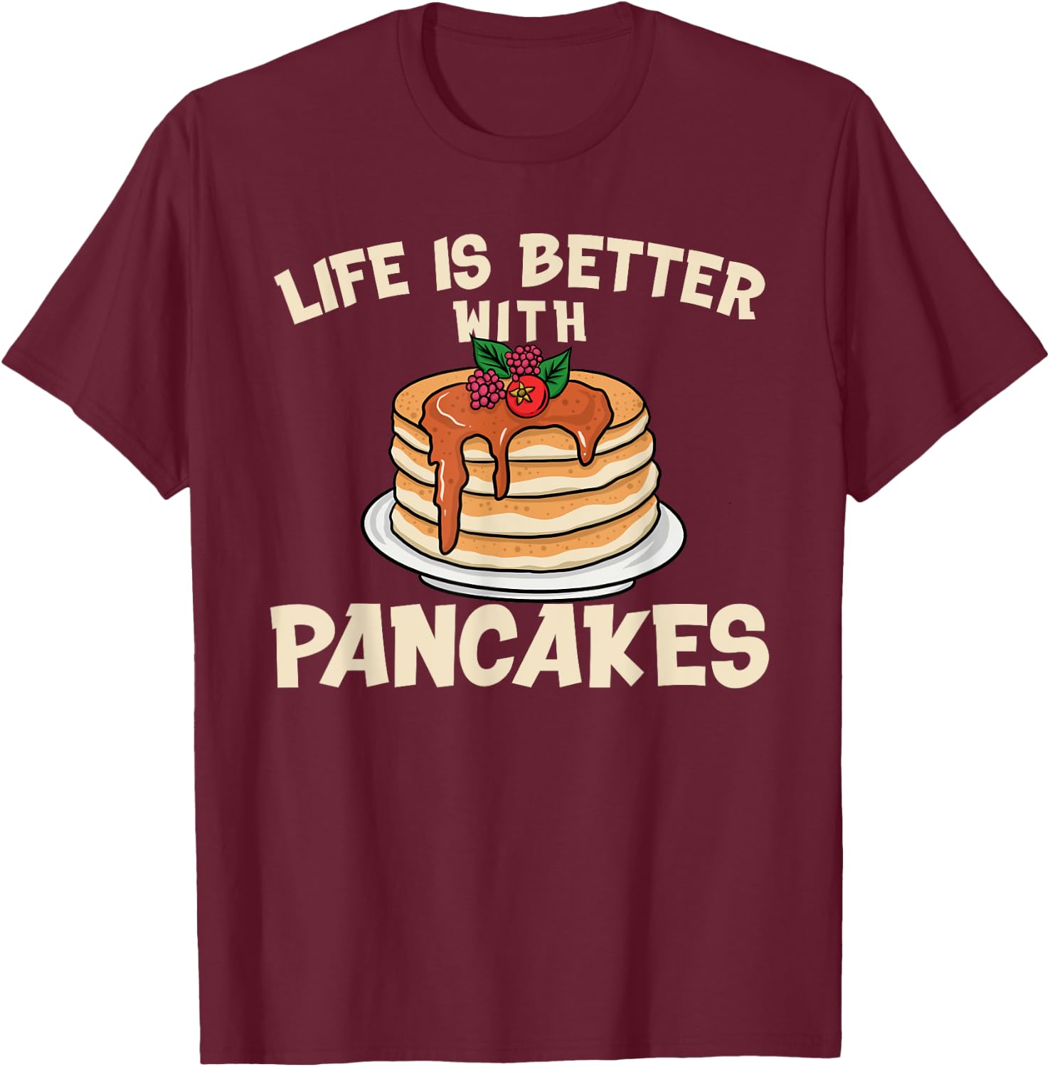 Funny Pancakes Art Men Women Brunch Breakfast Pancake Maker T-Shirt - T-Shirt | Maroon