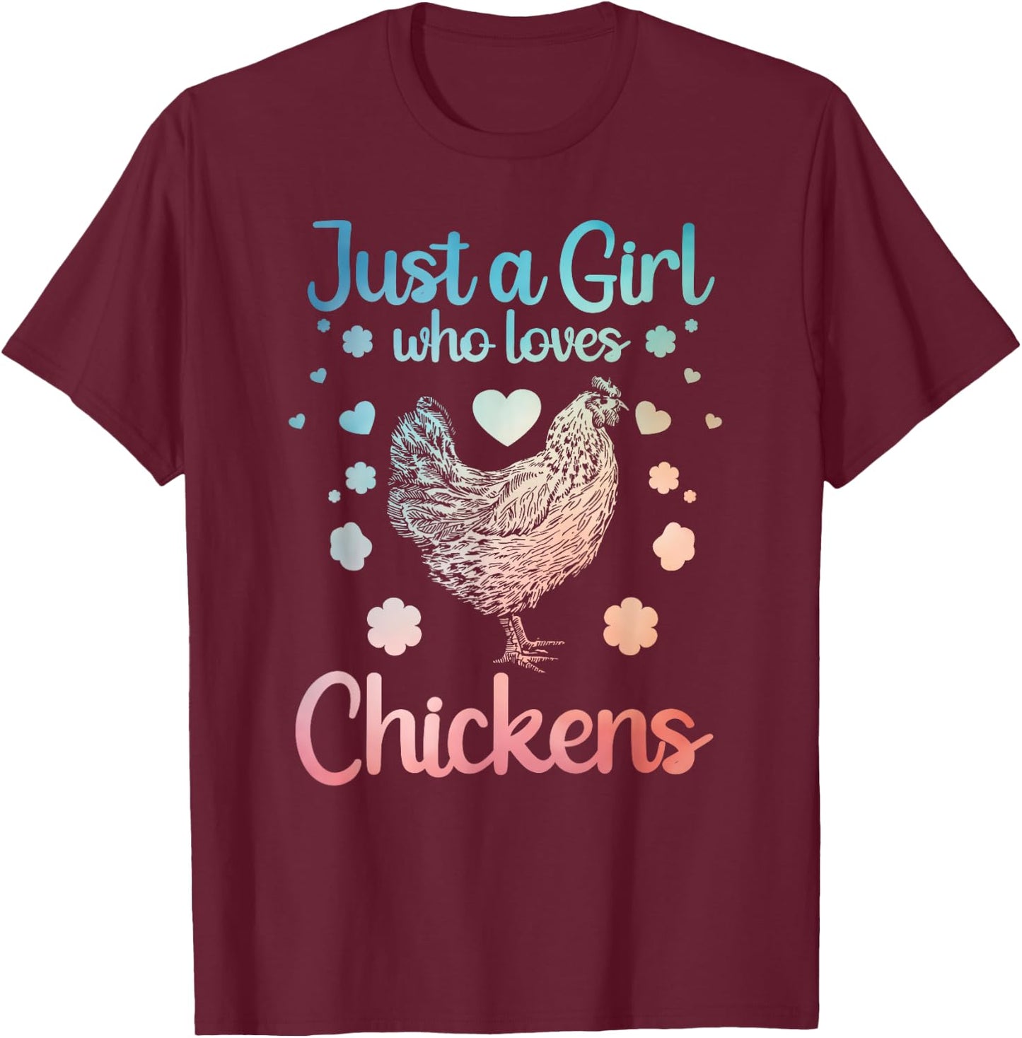 Funny Girl Chicken Design For Kids Women Mom Chicken Lover T-Shirt - T-Shirt | Maroon