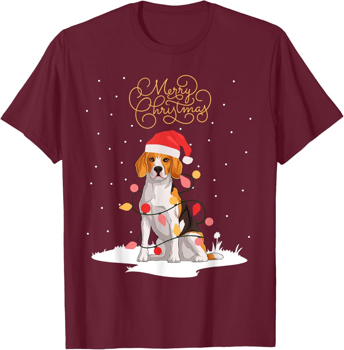 Beagle Merry Christmas Funny Xmas Christmas Beagle T-Shirt - T-Shirt | Maroon