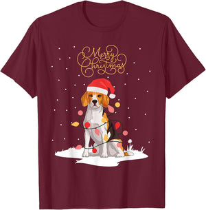 Beagle Merry Christmas Funny Xmas Christmas Beagle T-Shirt - T-Shirt | Maroon