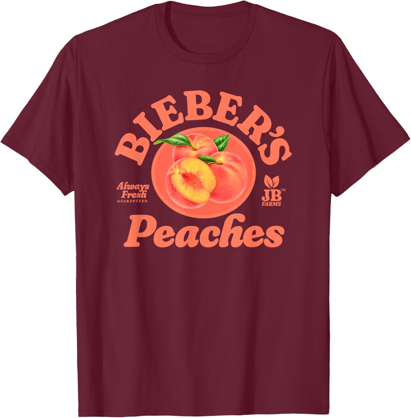 Official Bieber's Peaches Black T-Shirt - T-Shirt | Maroon