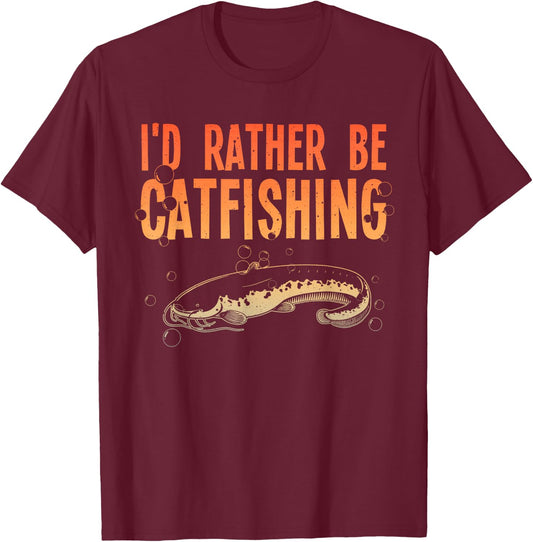 Funny Catfish Design For Catfishing Men Women Catfish Hunter T-Shirt - T-Shirt | Maroon