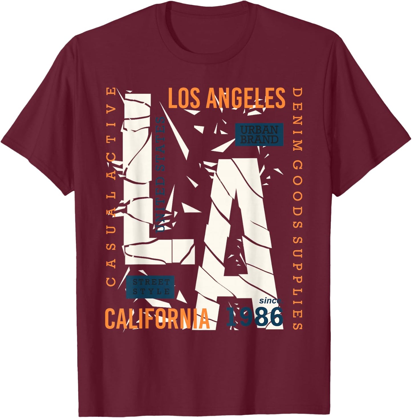 Los Angeles LA California T-Shirt - T-Shirt | Maroon