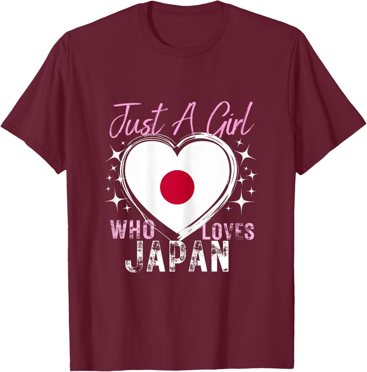 Japan Just A Girl Who Loves Japan Heart Flag for Girls T-Shirt - T-Shirt | Maroon
