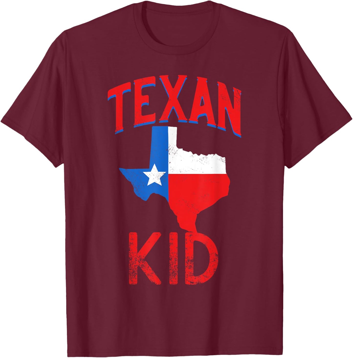 Texan Kid Flag Texas Proud Vintage T-Shirt - T-Shirt | Maroon