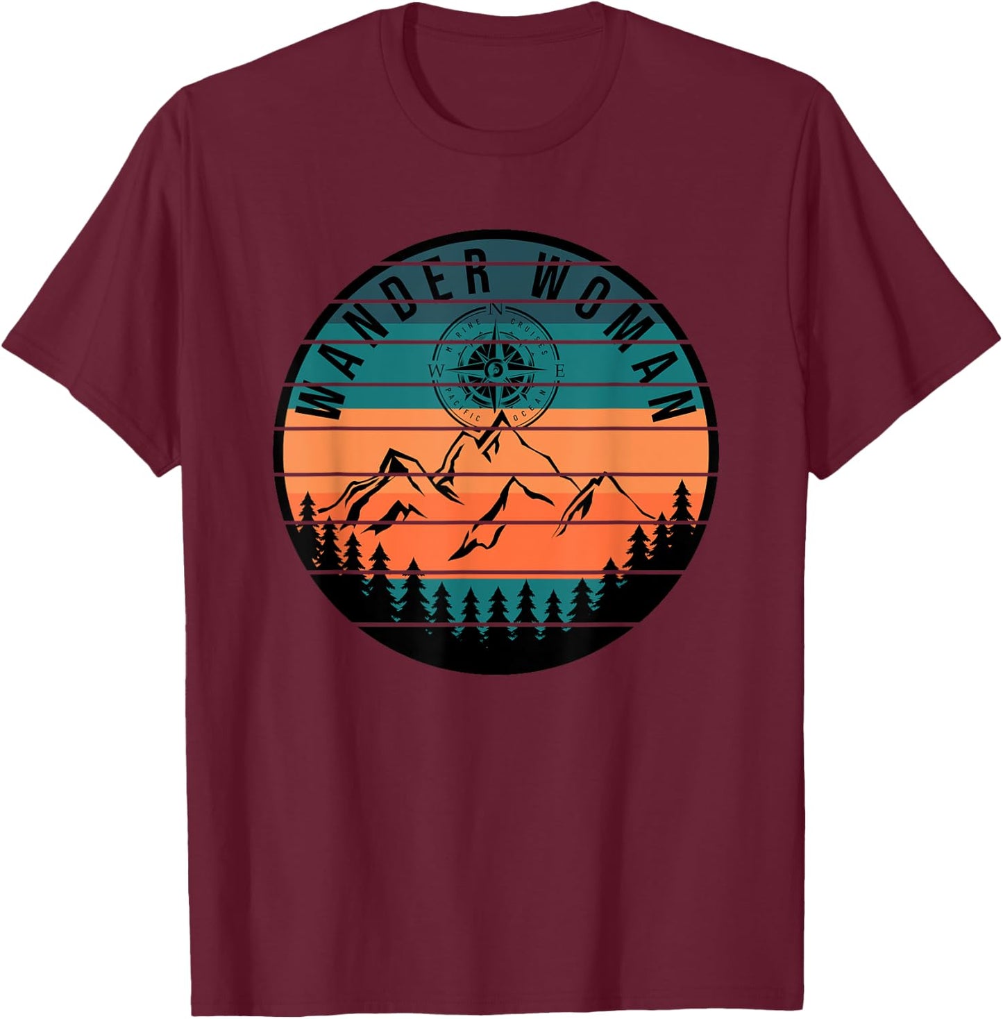Cute Wander Woman Summer Fall Seeking North Star Mountain T-Shirt - T-Shirt | Maroon