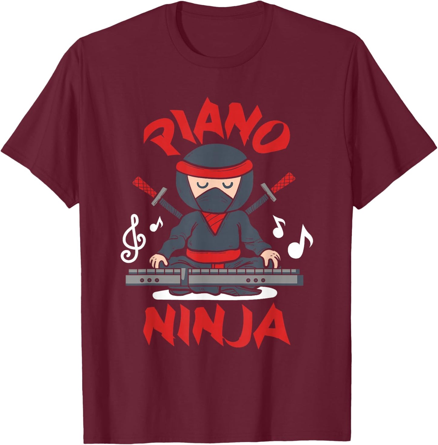 Piano Ninja - Keyboard Player Keyboardist Keyboarder Pianist T-Shirt - T-Shirt | Maroon
