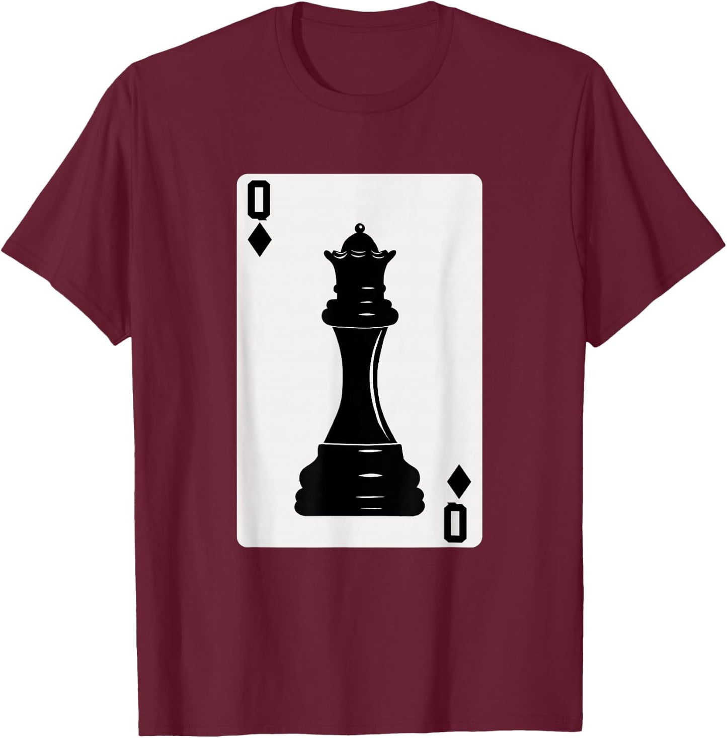 Chess Queen Playing Card T-Shirt - T-Shirt | Maroon