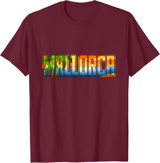 Mallorca Sunset Silhouette T-Shirt - T-Shirt | Maroon