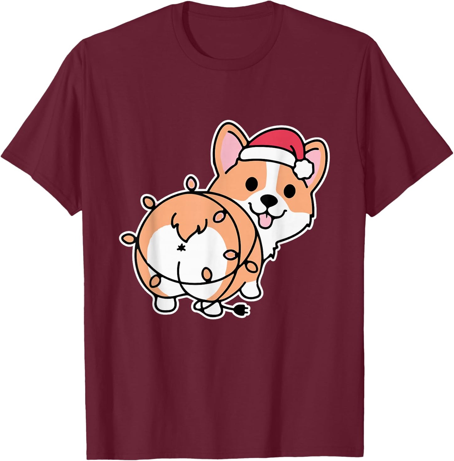 Corgi Christmas Lights Pajama Cute Dog Puppy Lover X-Mas Men Women Kids T-Shirt - T-Shirt | Maroon