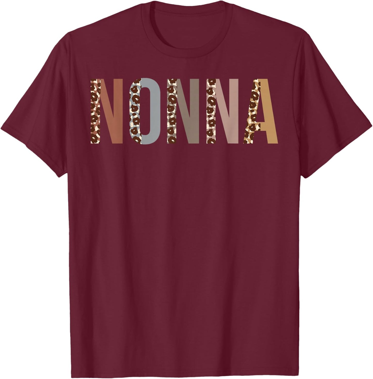 Nonna Leopard Print Mom Cute Mothers Day Funny Grandma T-Shirt - T-Shirt | Maroon