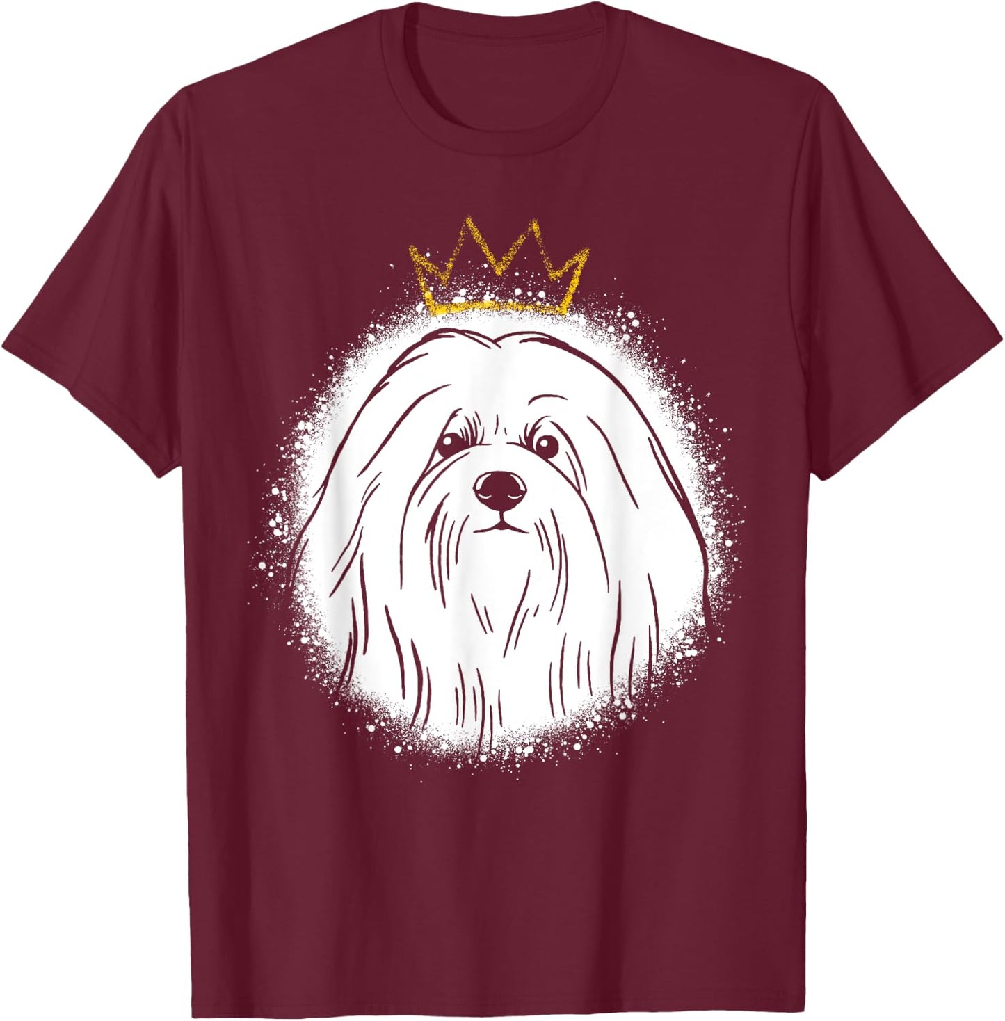 Coton de Tulear with Crown T-Shirt - T-Shirt | Maroon