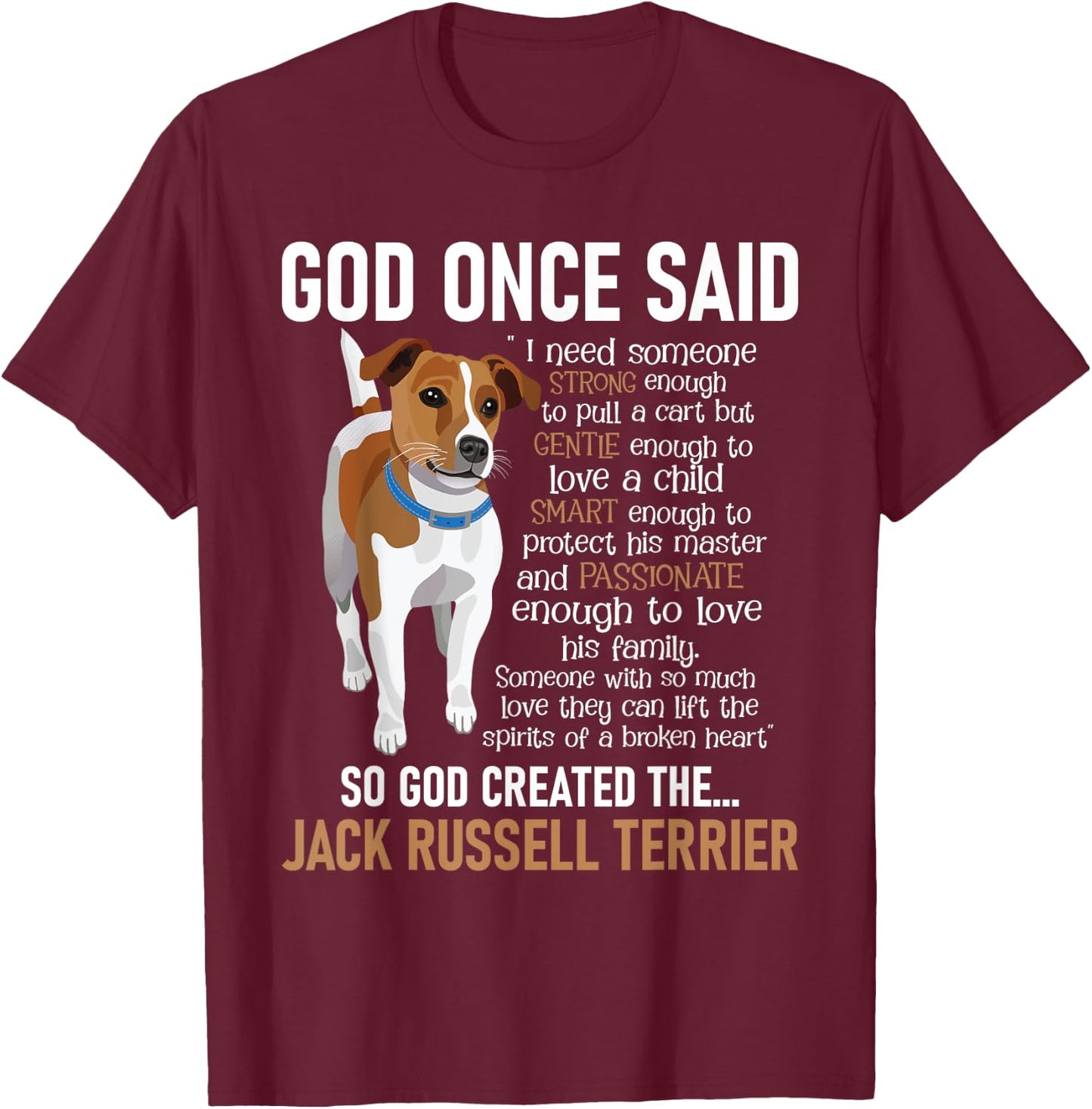 God Created The Jack Russell Terrier - Dog Lover Women Girls Kids T-Shirt - T-Shirt | Maroon
