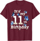 Funny Its My 11th Birthday Blue Butterfly Lover 11 Year Old T-Shirt - T-Shirt | Maroon