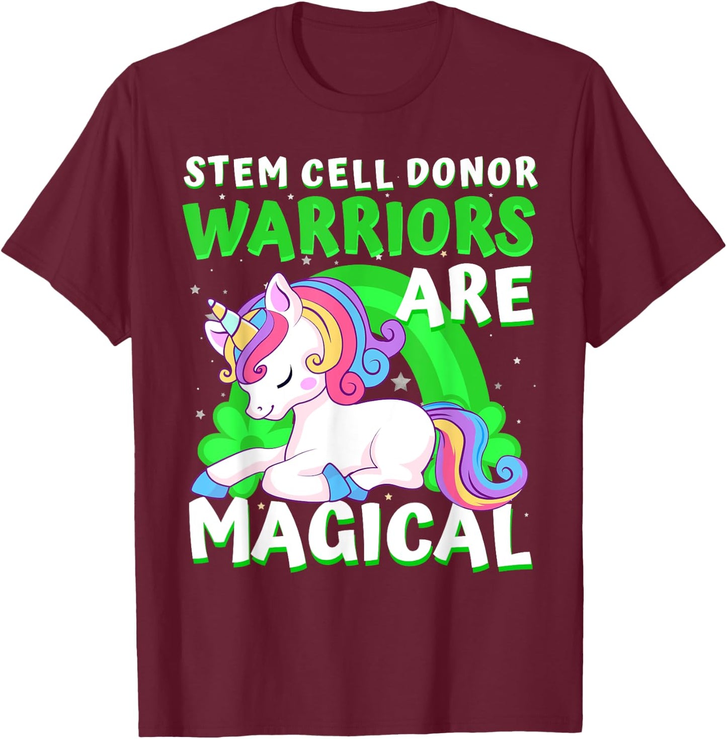 Warriors Magical Stem Cell Donor Awareness Ribbon Unicorn T-Shirt - T-Shirt | Maroon