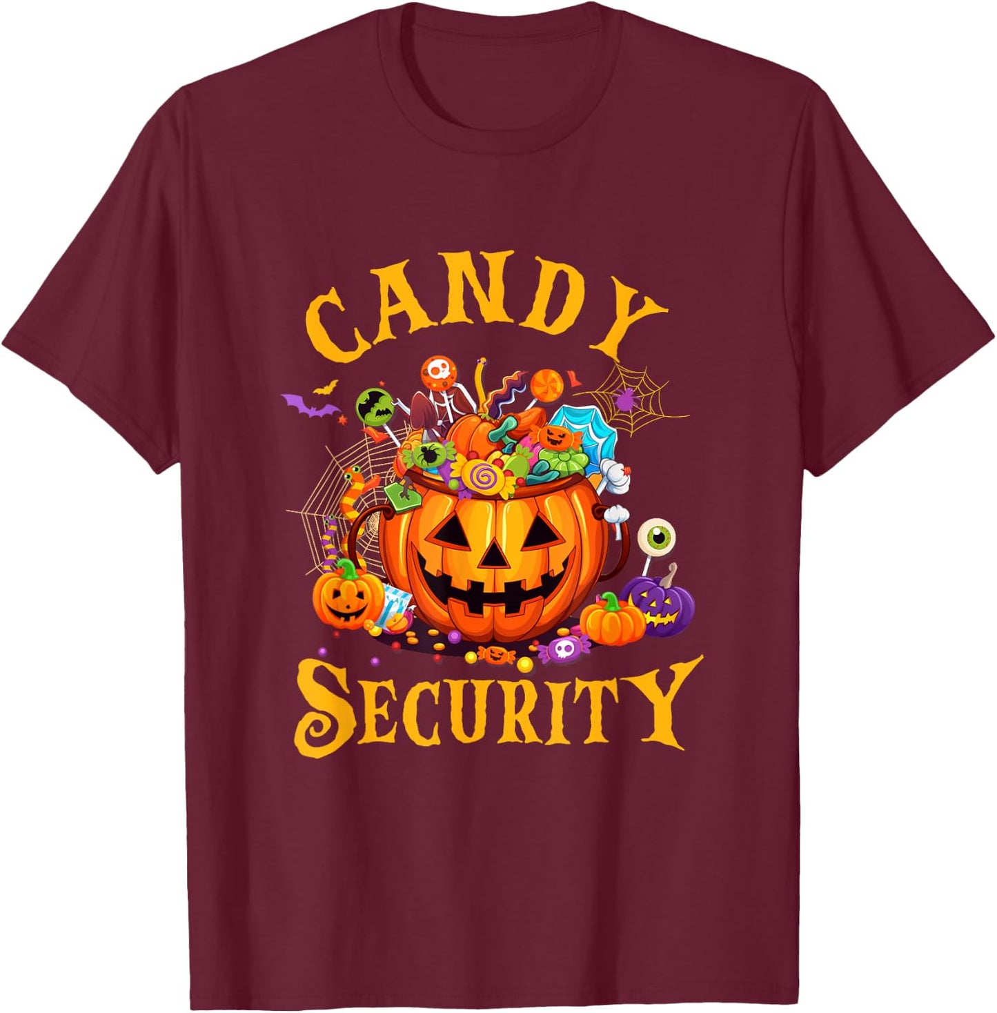 Funny Candy Security Halloween Costume Party T-Shirt - T-Shirt | Maroon
