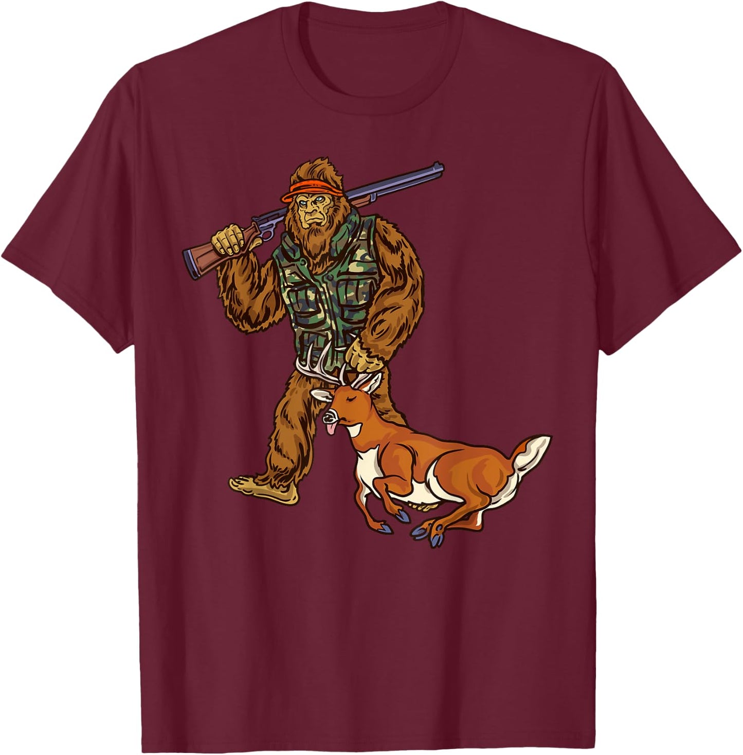 Northern Outdoors White Tail Deer Collection Black Men's Deer Hunting Bigfoot Hunter T-Shirt - T-Shirt | Maroon