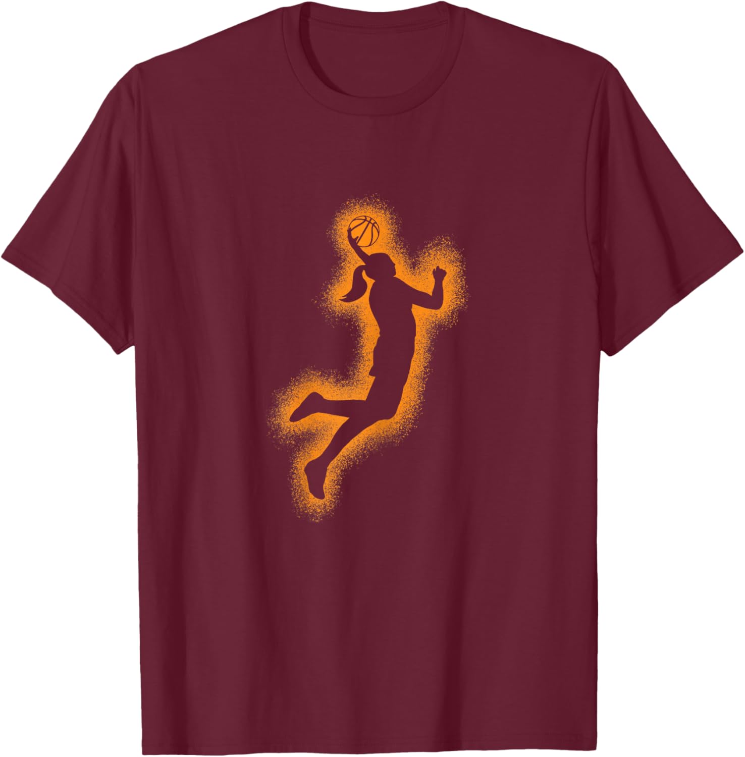 Cute Basketball Player Print Women Girls Basketball T-Shirt - T-Shirt | Maroon