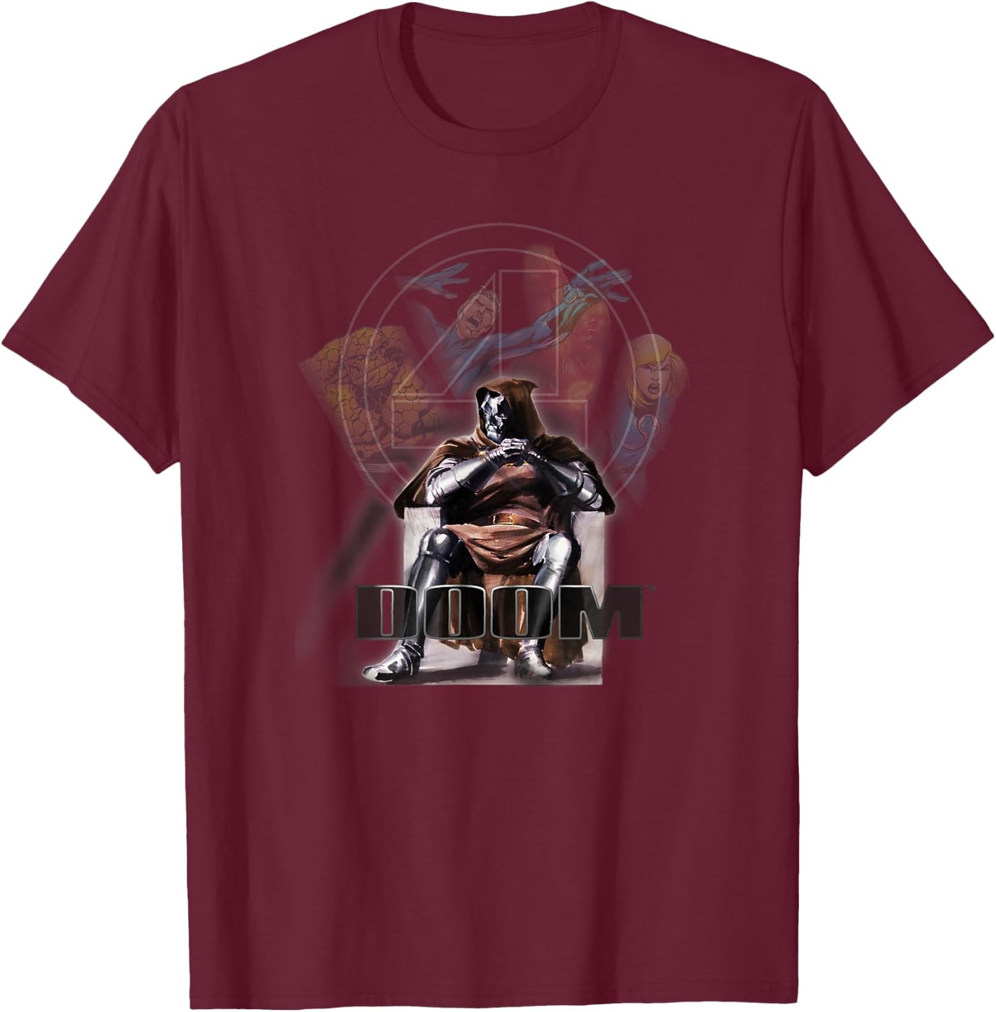 Marvel Fantastic Four Dr. Doom Epic Enemies Retro Logo T-Shirt - T-Shirt | Maroon