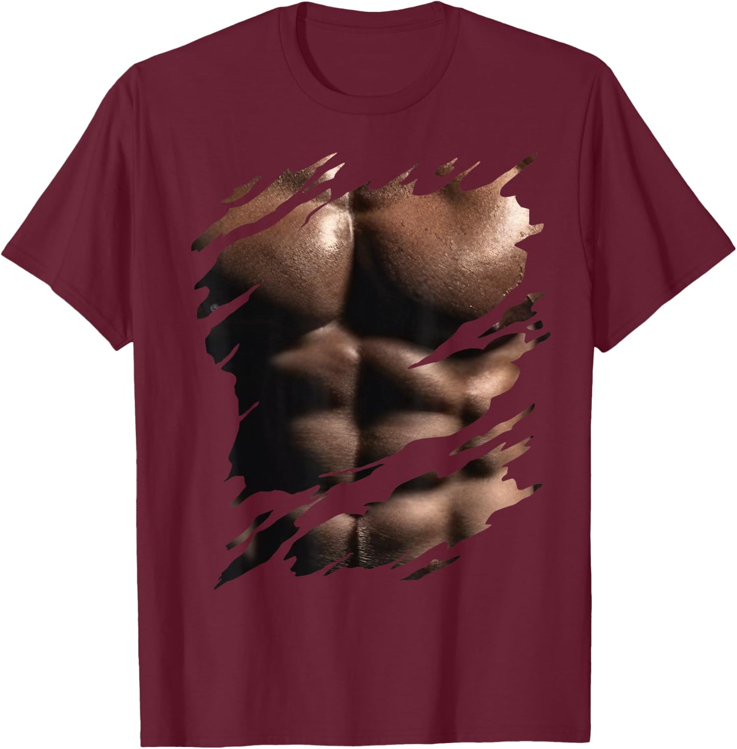 Chest Six Pack I Muscles Bodybuilder I Fake Muscle T-Shirt - T-Shirt | Maroon