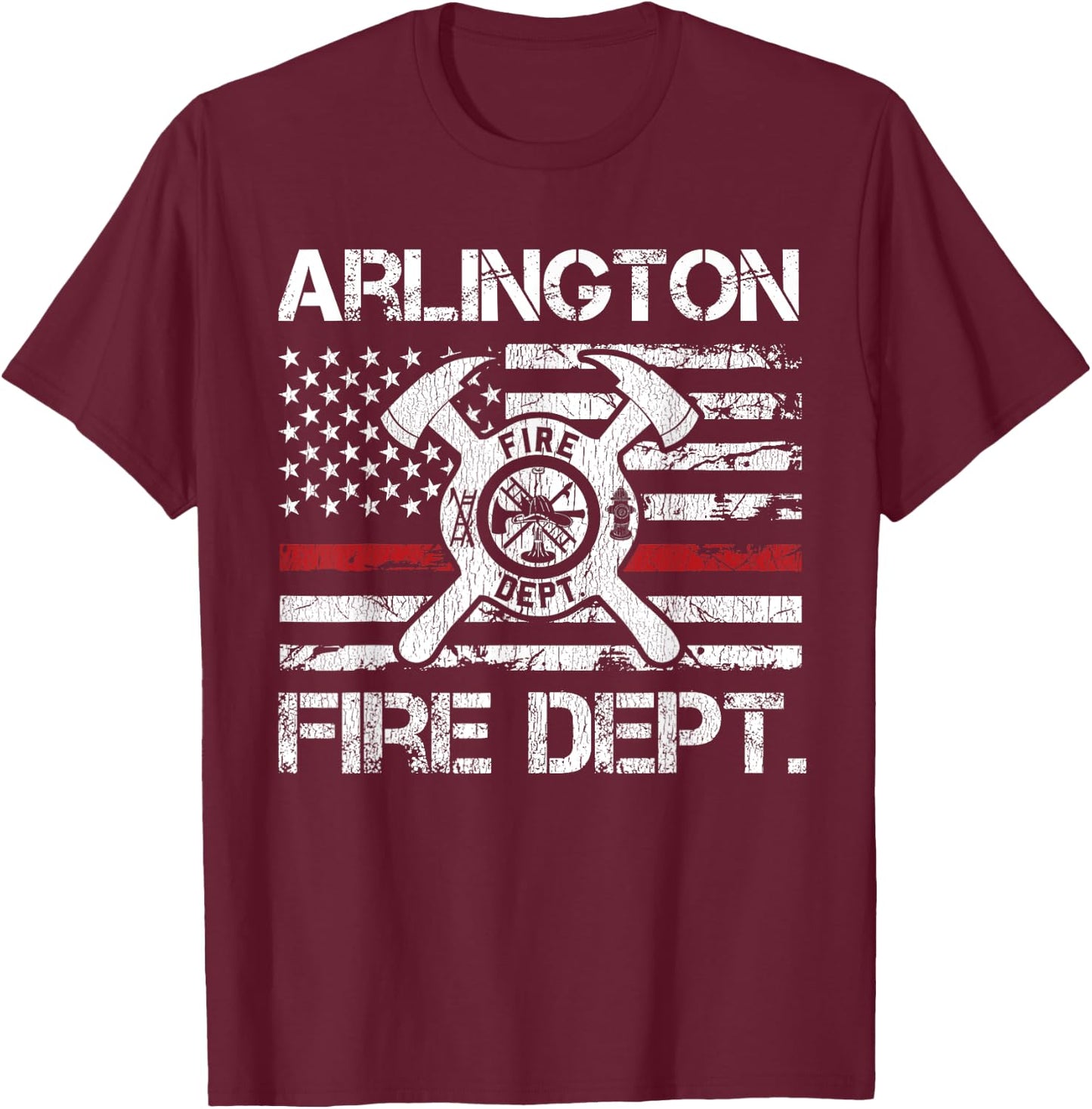 Arlington Texas Fire Department Thin Red Line Logo T-Shirt - T-Shirt | Maroon