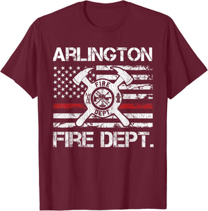 Arlington Texas Fire Department Thin Red Line Logo T-Shirt - T-Shirt | Maroon