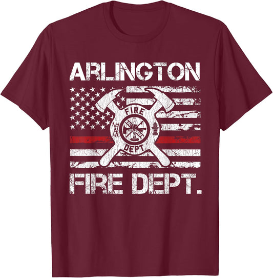 Arlington Texas Fire Department Thin Red Line Logo T-Shirt - T-Shirt | Maroon