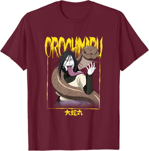 Naruto Shippuden Orochimaru Logo and Frame T-Shirt - T-Shirt | Maroon
