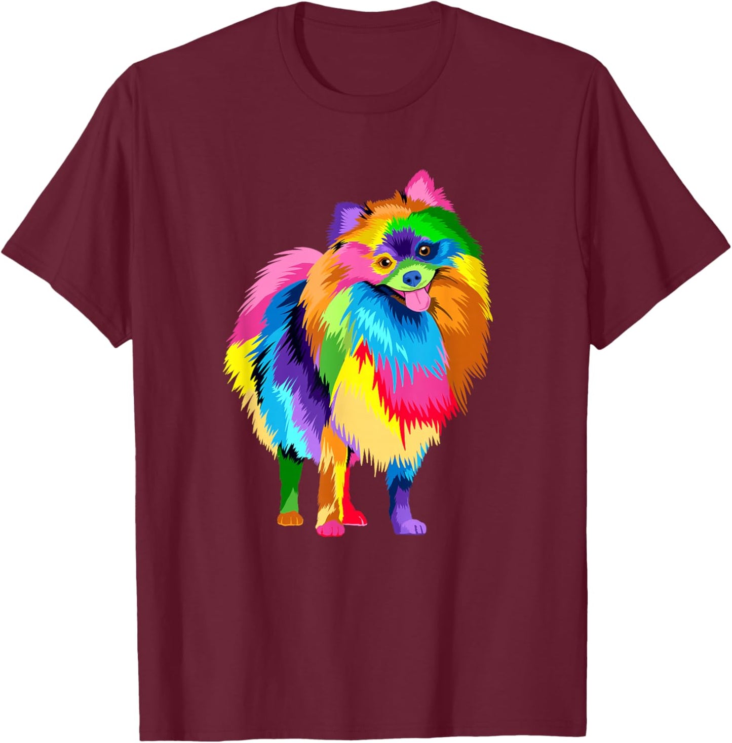 Colorful Pomeranian Artwork - Dog Lover Animal Breeder T-Shirt - T-Shirt | Maroon