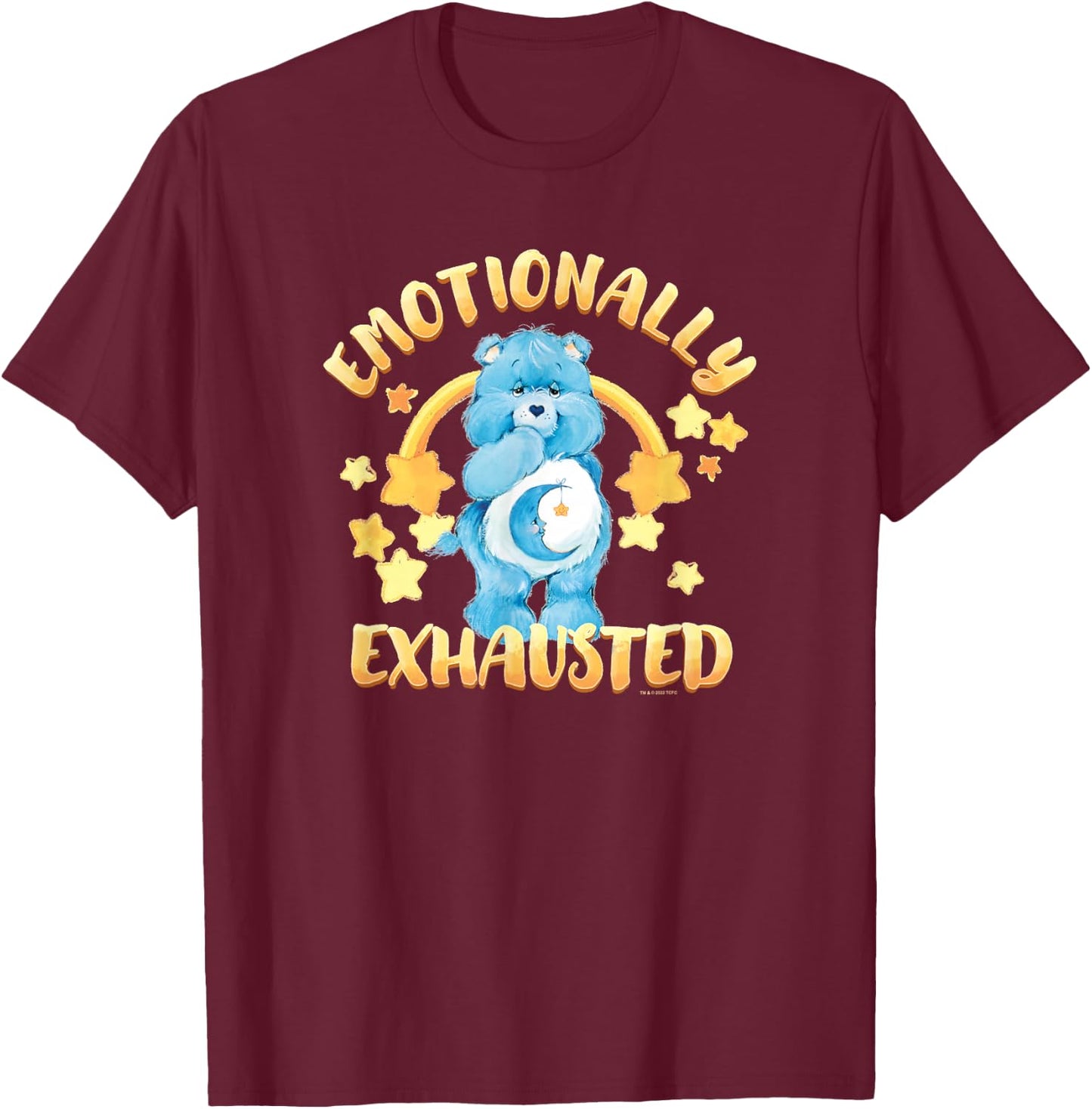Care Bears Emotionally Exhausted Bedtime Bear Stars Logo T-Shirt - T-Shirt | Maroon