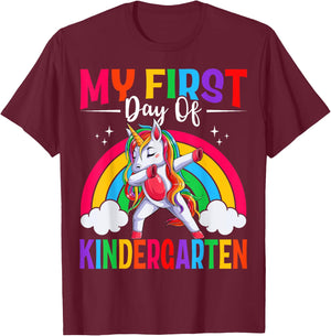 My First Day Of Kindergarten Unicorn Kindergarten Team Girls T-Shirt - T-Shirt | Maroon