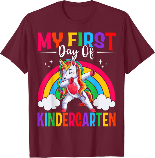 My First Day Of Kindergarten Unicorn Kindergarten Team Girls T-Shirt - T-Shirt | Maroon