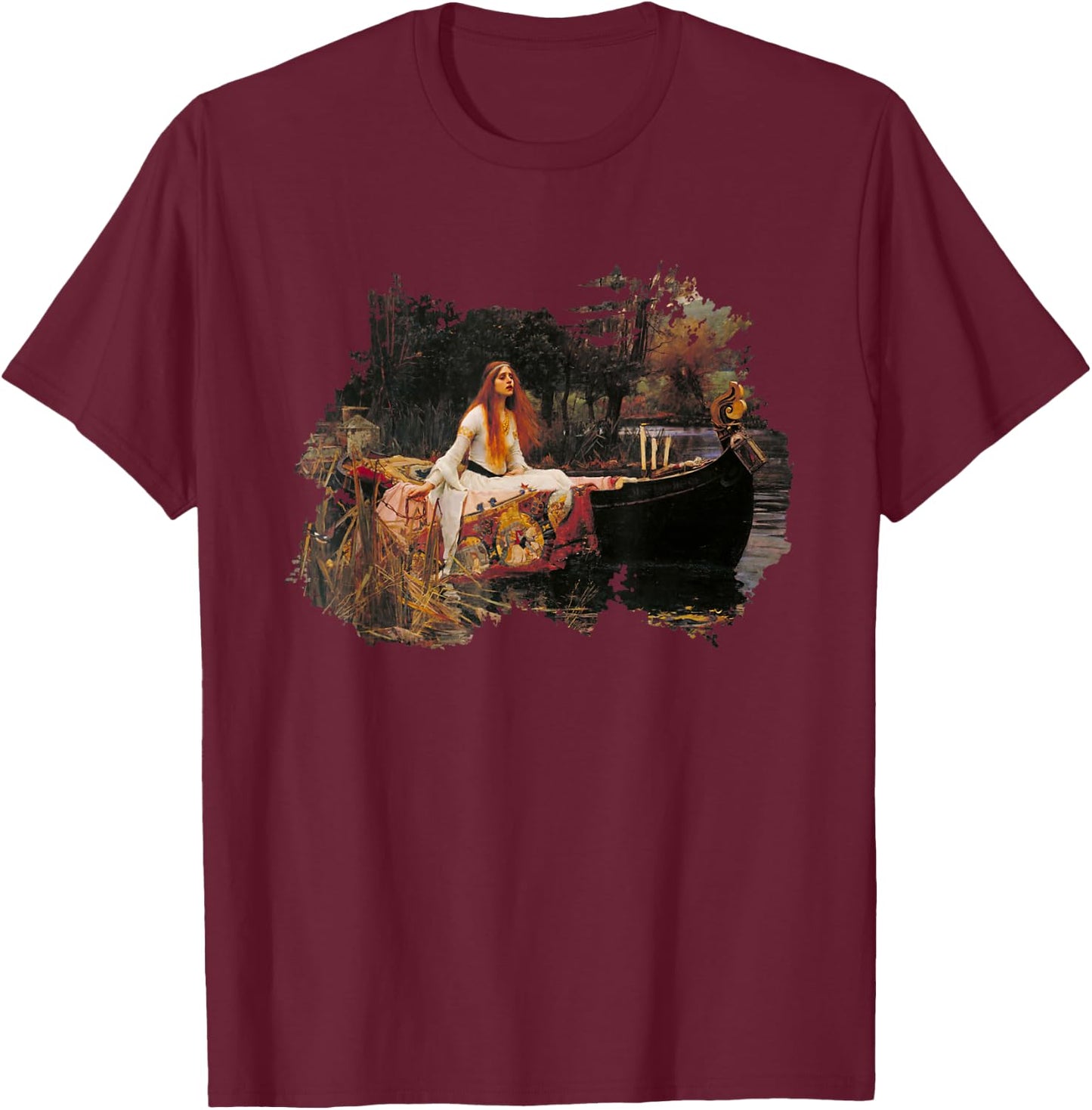 The Lady of Shalott Grunge T-Shirt - T-Shirt | Maroon